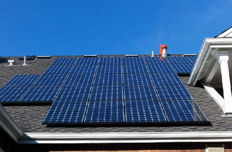 Domestic solar panels on house roof